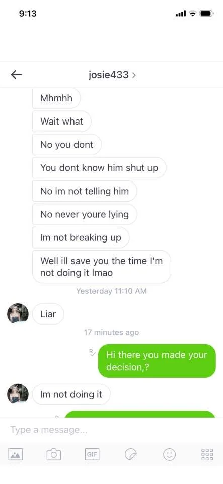 Slut cheats on her BF but refuses to break up image 1