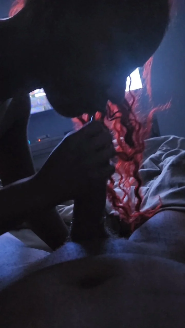 Ebony Amateur Sloppy Slobbering Blowjob image 12