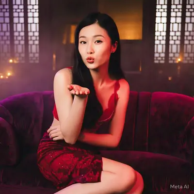 asian in red lingerie posing by meta ai cover image