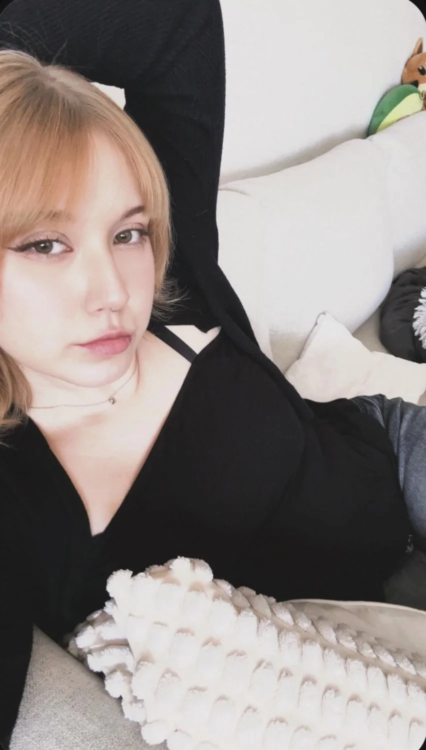 Cute blonde girl teasing me up main image