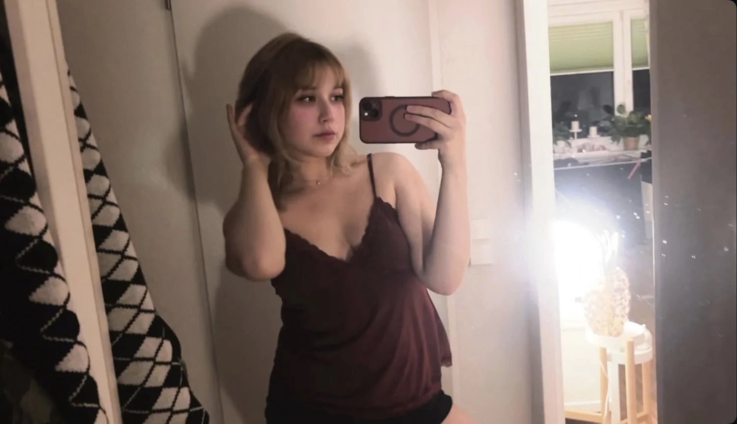 Cute blonde girl teasing me up image 4