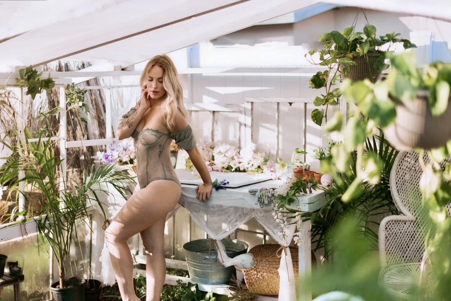 Stunning blonde boudoir image 17