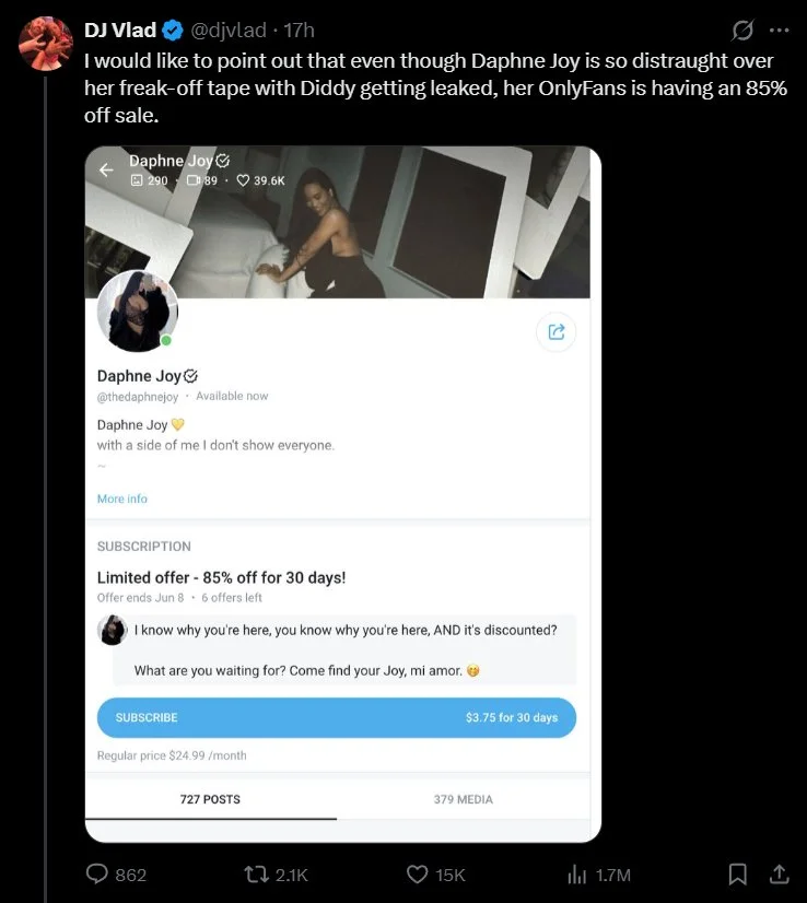 Dj Vlad Made The Block Super Hot, All Diddy Freak Off Tapes Got Taken Down Off Erome image 6
