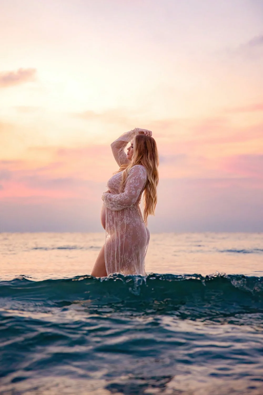 Gorgeous busty redhead pregnancy boudoir image 2