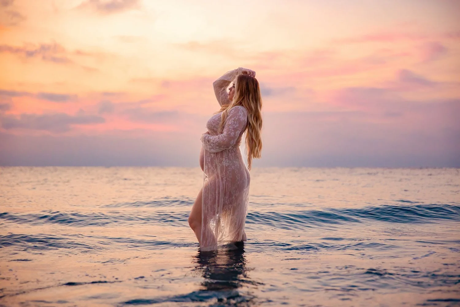 Gorgeous busty redhead pregnancy boudoir image 3