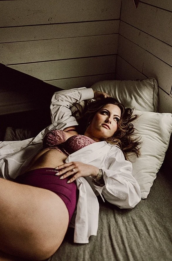 Plump brunette wife boudoir image 8