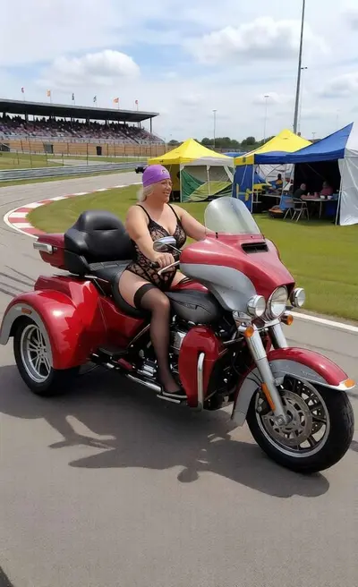 Motorcycle Rally slut naked on her Motorcycle cover image
