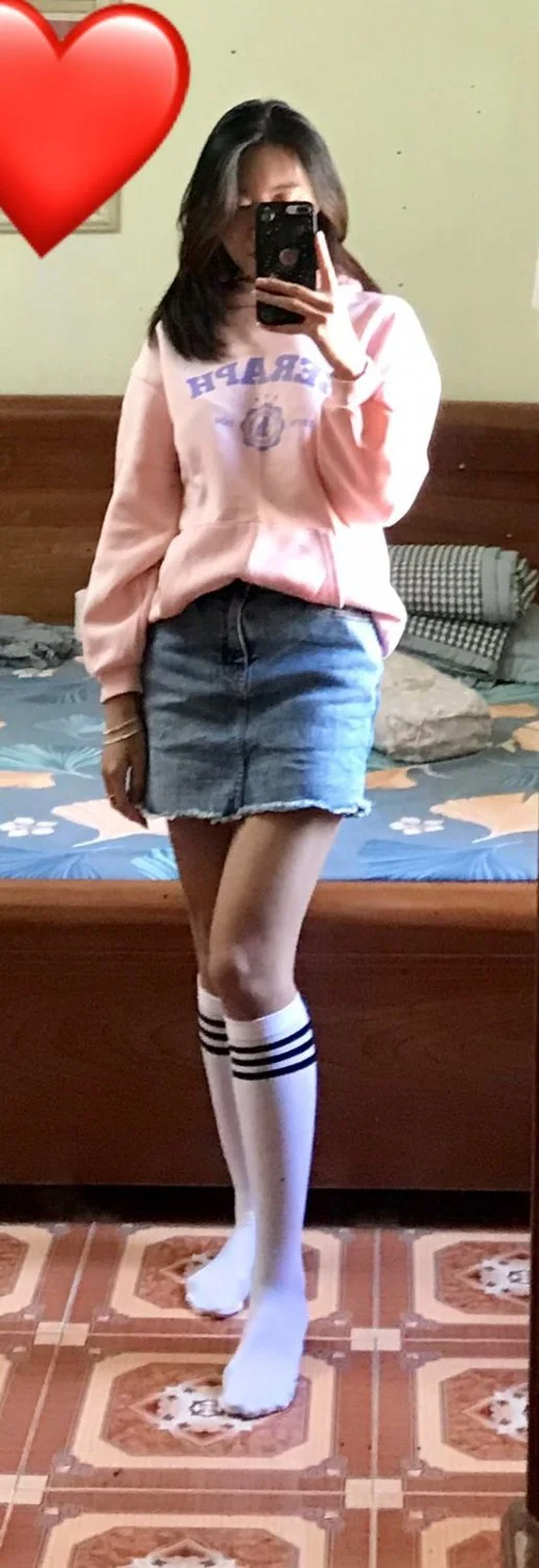 Asian Vietnamese nude amateur in knee high socks image 2