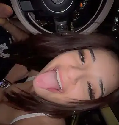 Fine latina teen late night blowjob in the car cover image