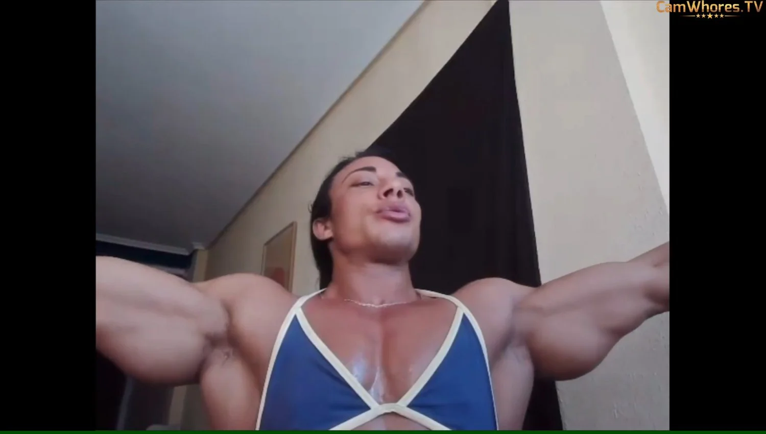 Sexual bodybuilding of Mrs Lopez, masturbating her hypertrophic muscles makes them grow huge image 30