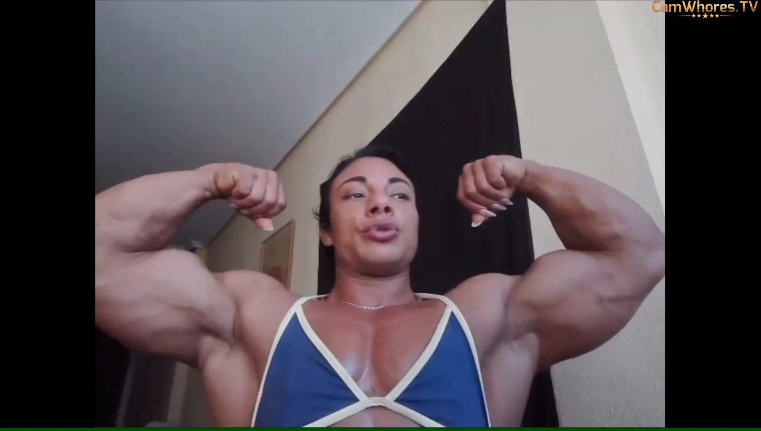 Sexual bodybuilding of Mrs Lopez, masturbating her hypertrophic muscles makes them grow huge image 36