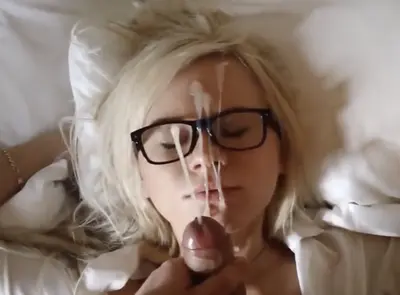 Huge facial glasses blonde blowjob cumshot cover image