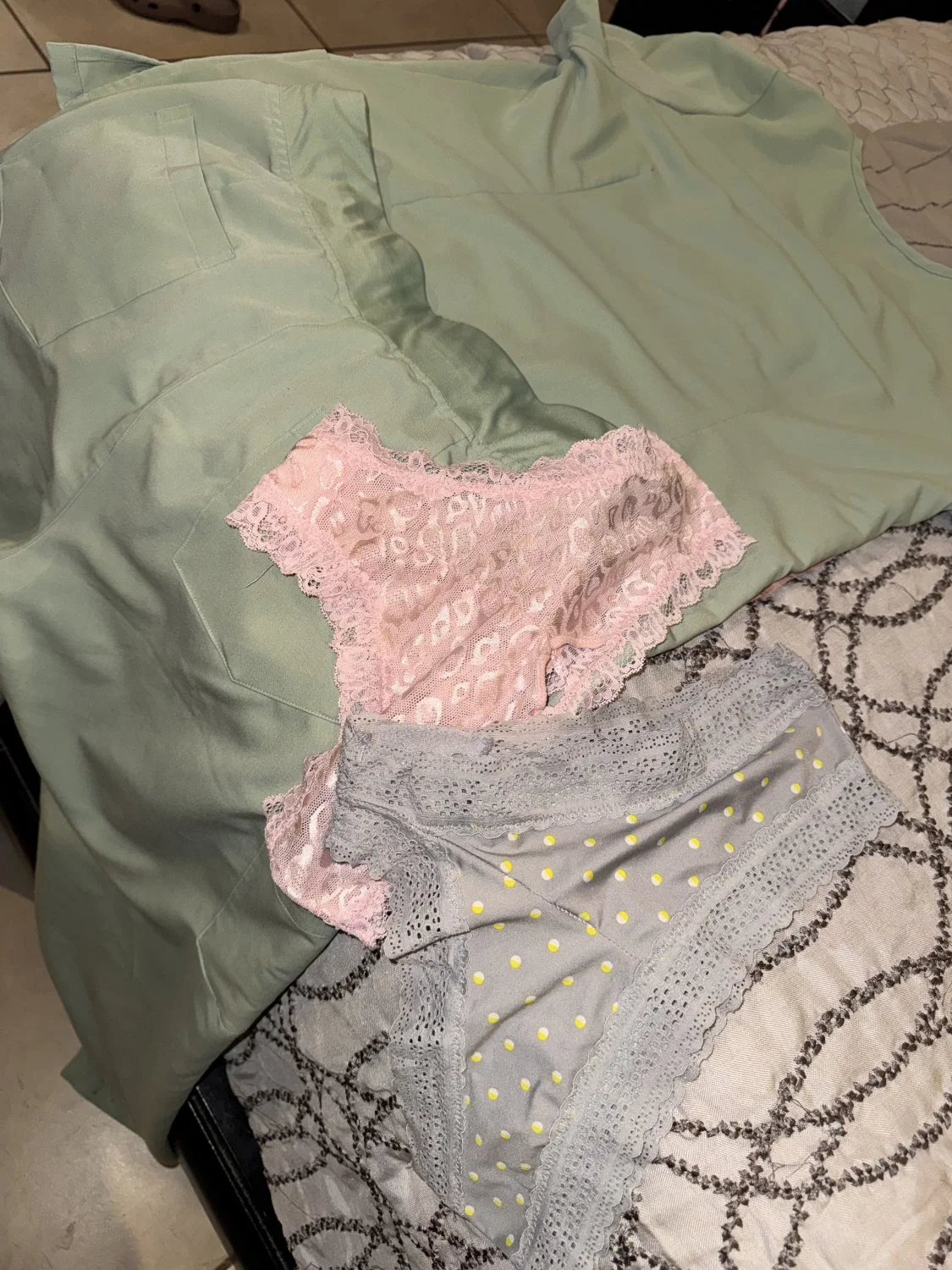 My wife’s panty outline through her pants gets so many looking at her ass while at work🥵😍 image 3