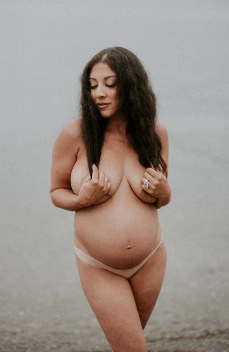 Beautiful brunette Mommy on deck boudoir image 13