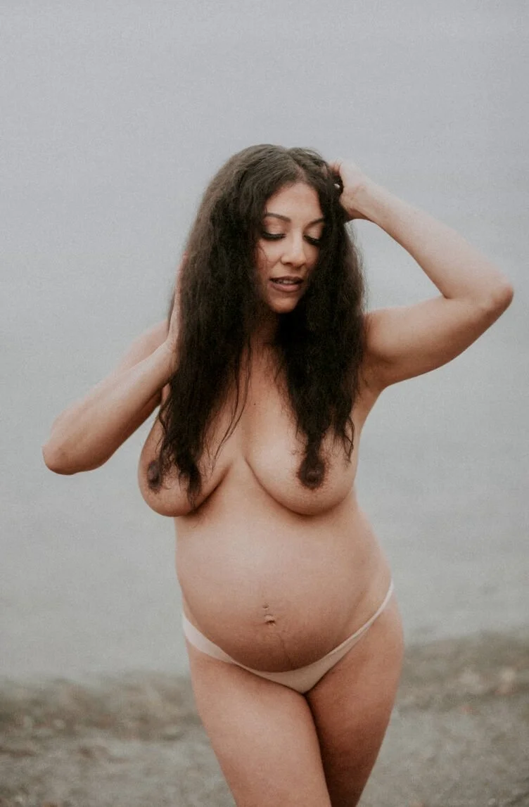 Beautiful brunette Mommy on deck boudoir image 15