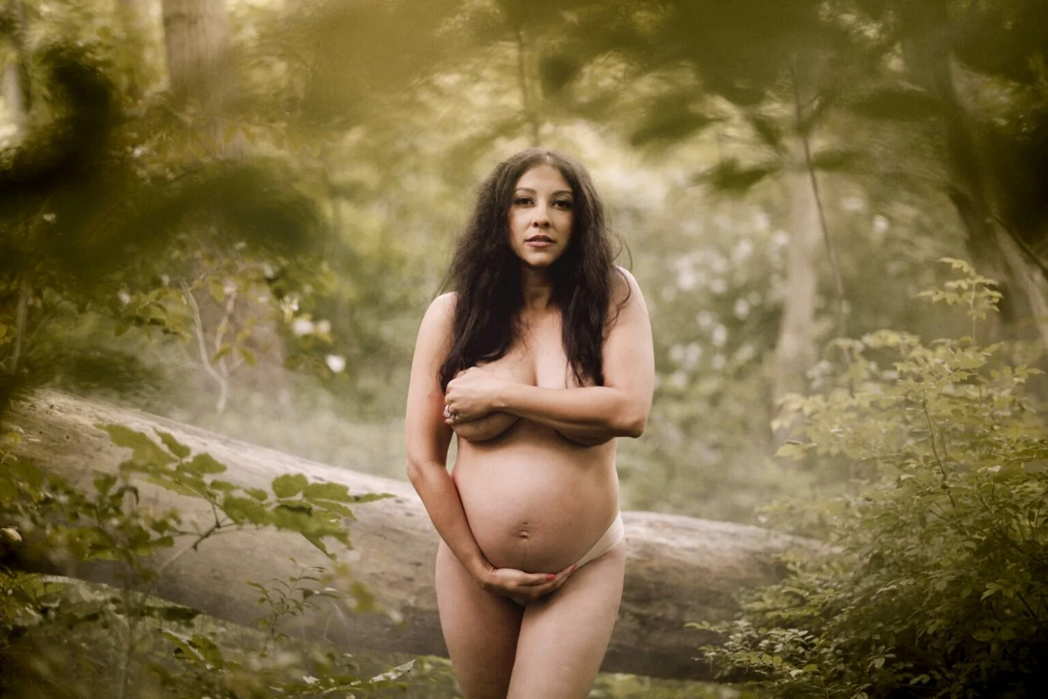 Beautiful brunette Mommy on deck boudoir image 6