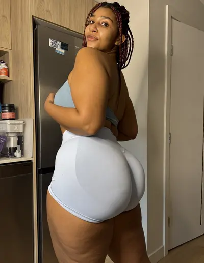 Thick Ebony Has a Threesome and Shows Off Her Oiled Body cover image