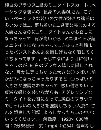 🔚Japanese　電車対面　顔出し　純白のブラウス　巨乳　タイトスカート　人妻OL　観察　ソフトエロ　一発やりたい cover image