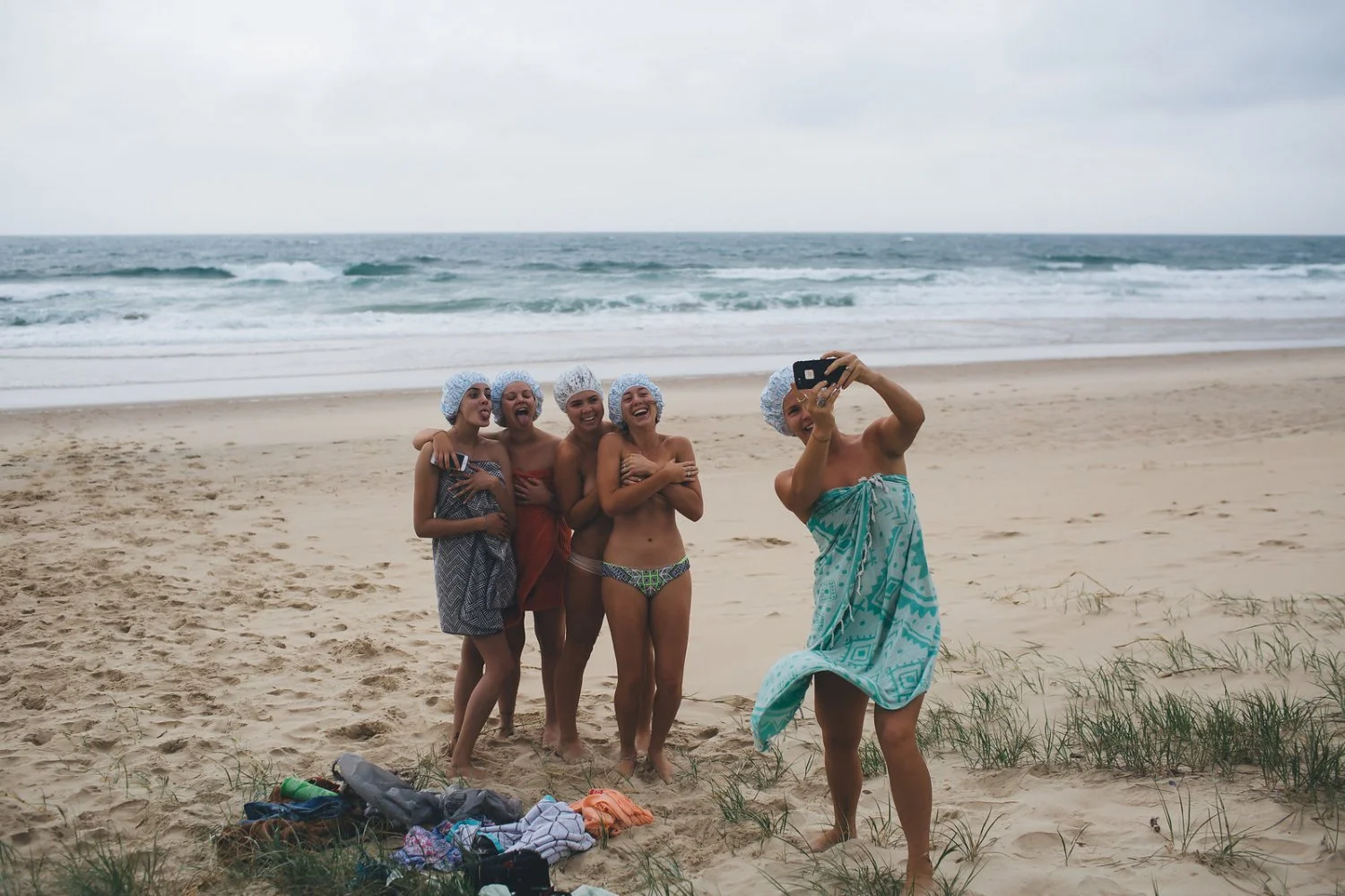 Bride and bridesmaids wedding day skinny dip main image