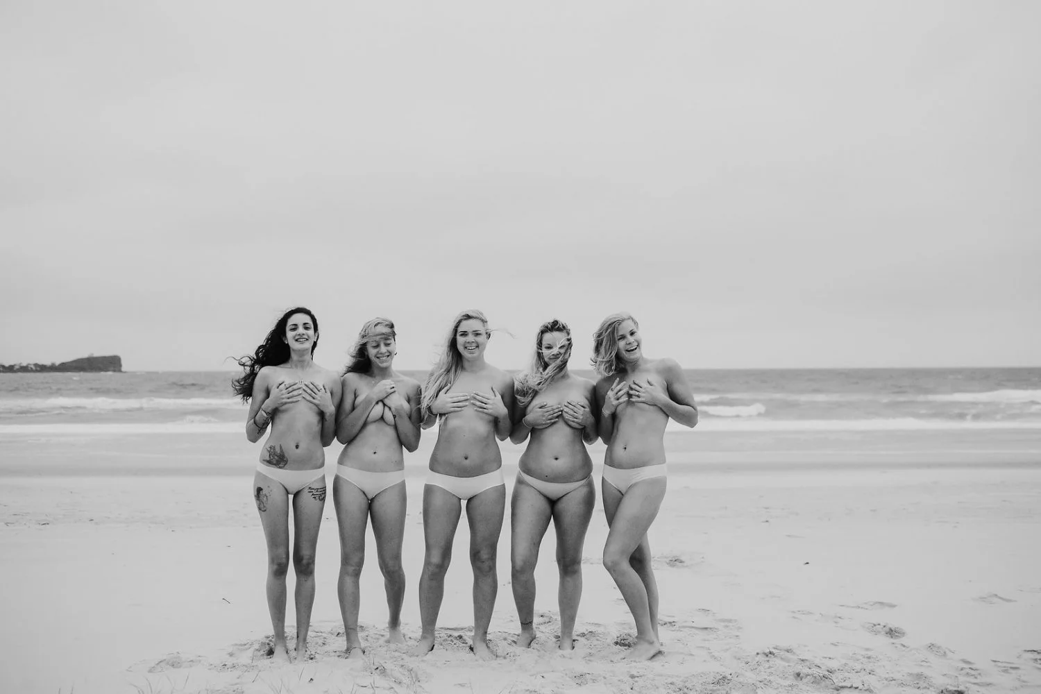 Bride and bridesmaids wedding day skinny dip image 13