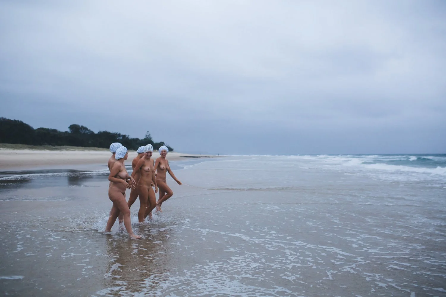 Bride and bridesmaids wedding day skinny dip image 27