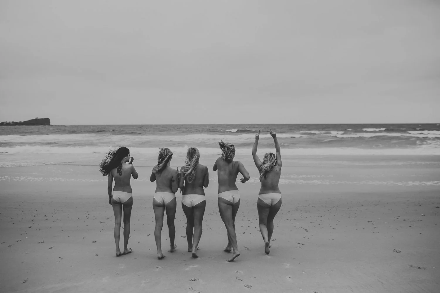 Bride and bridesmaids wedding day skinny dip image 35