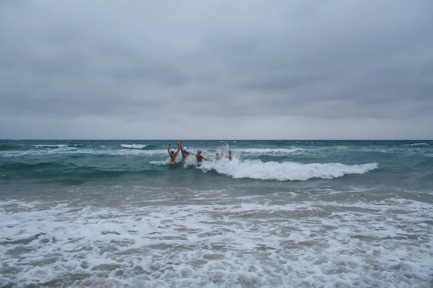 Bride and bridesmaids wedding day skinny dip image 36