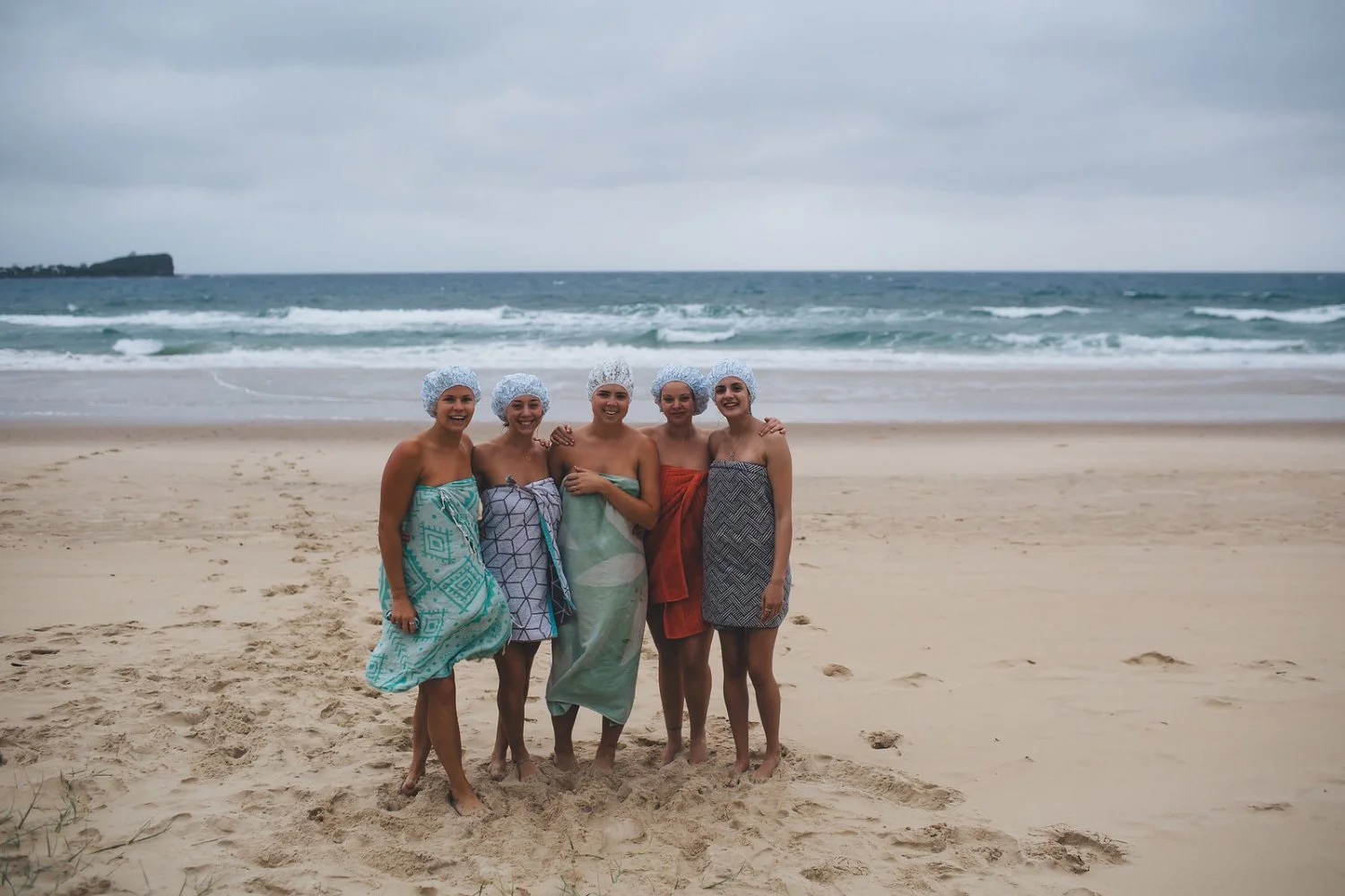 Bride and bridesmaids wedding day skinny dip image 37