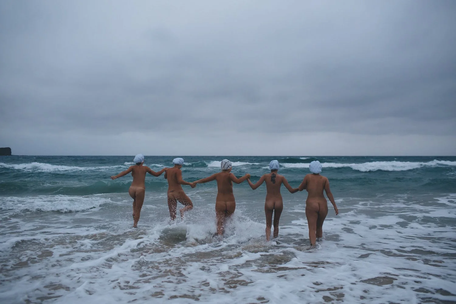 Bride and bridesmaids wedding day skinny dip image 38