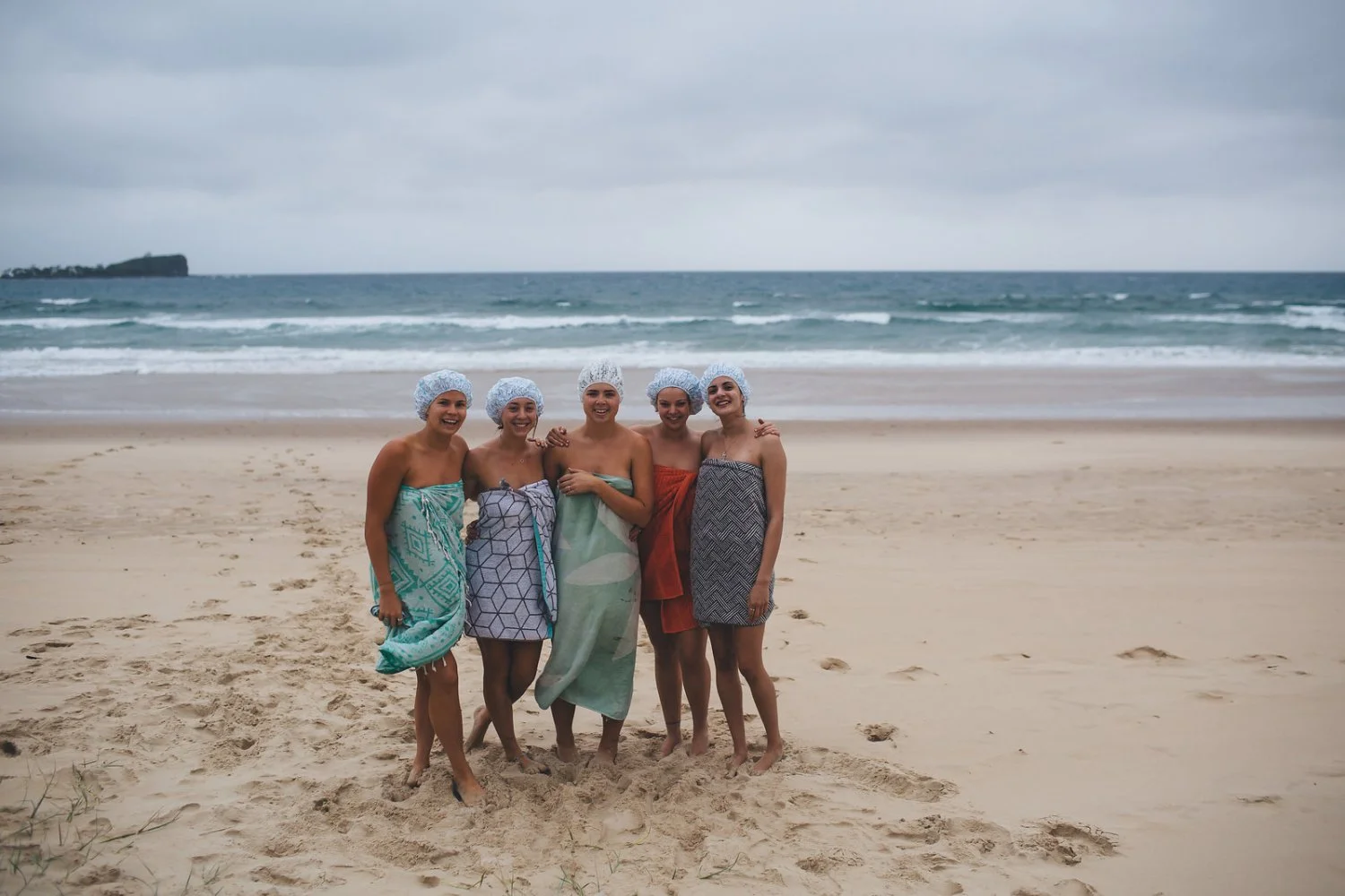 Bride and bridesmaids wedding day skinny dip image 39
