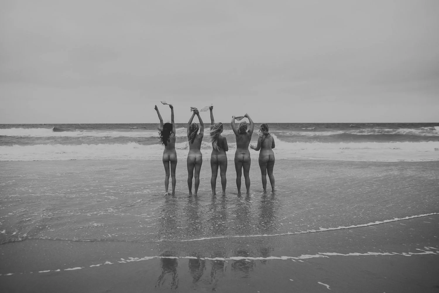 Bride and bridesmaids wedding day skinny dip image 41