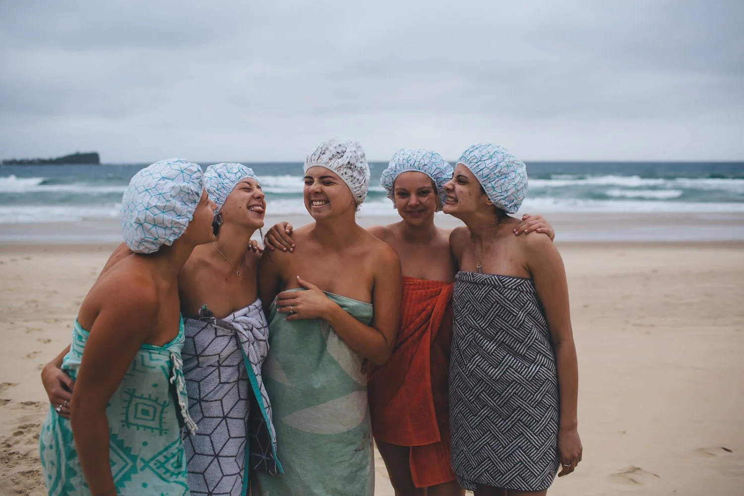 Bride and bridesmaids wedding day skinny dip image 42