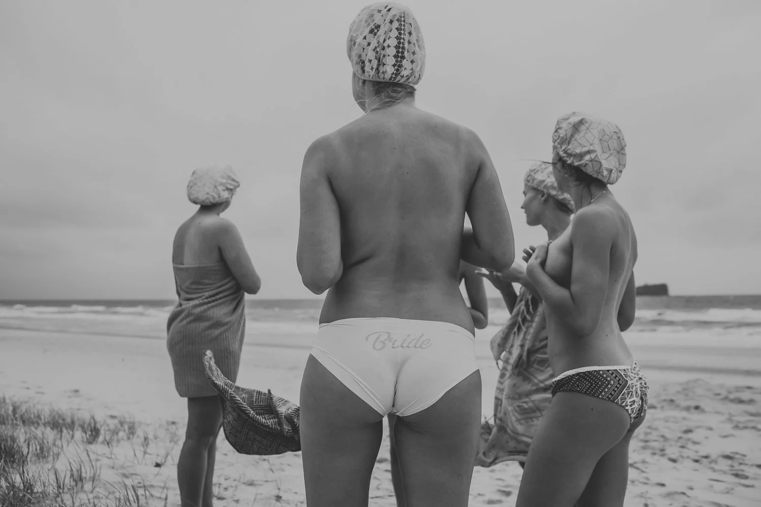 Bride and bridesmaids wedding day skinny dip image 49