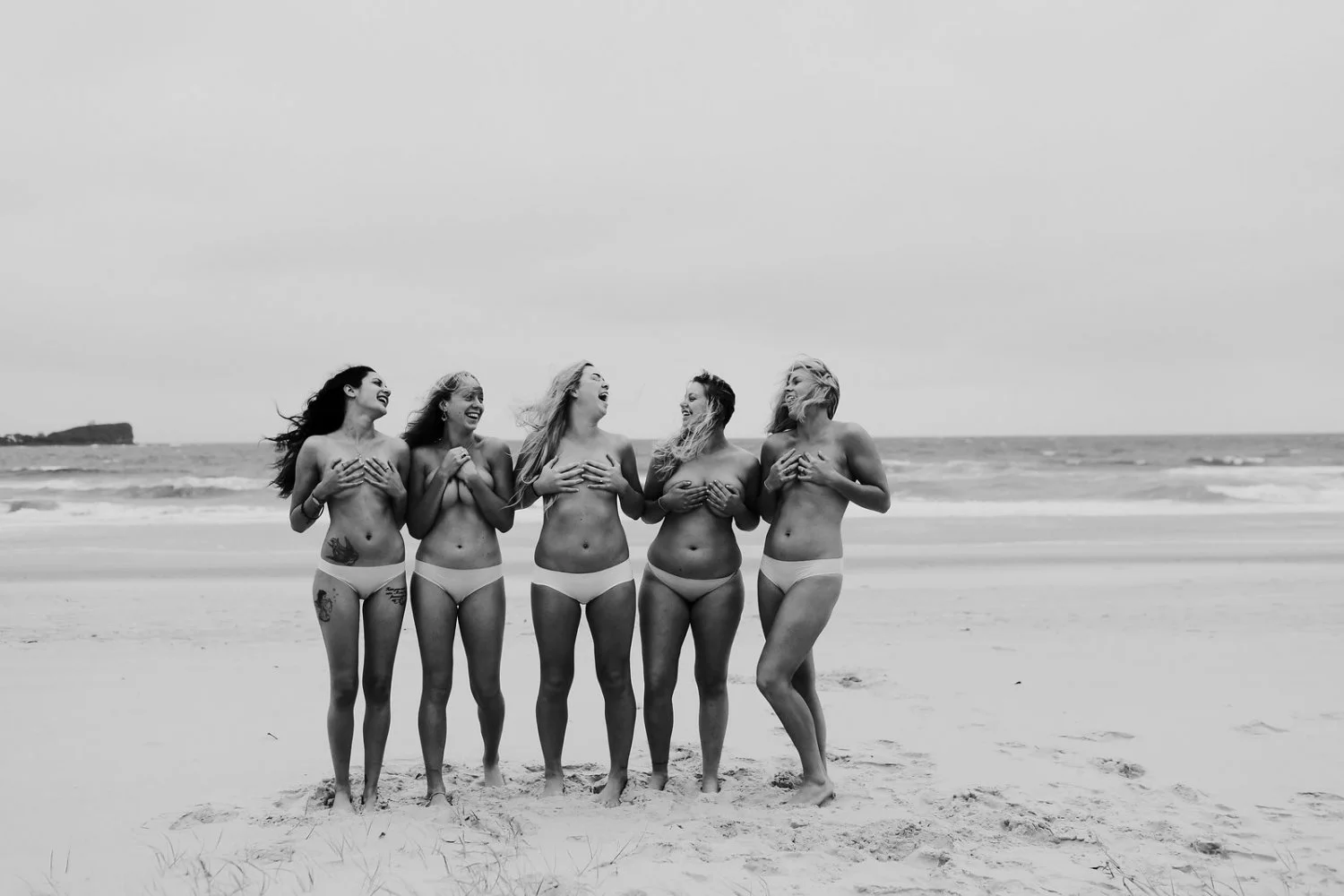 Bride and bridesmaids wedding day skinny dip image 8