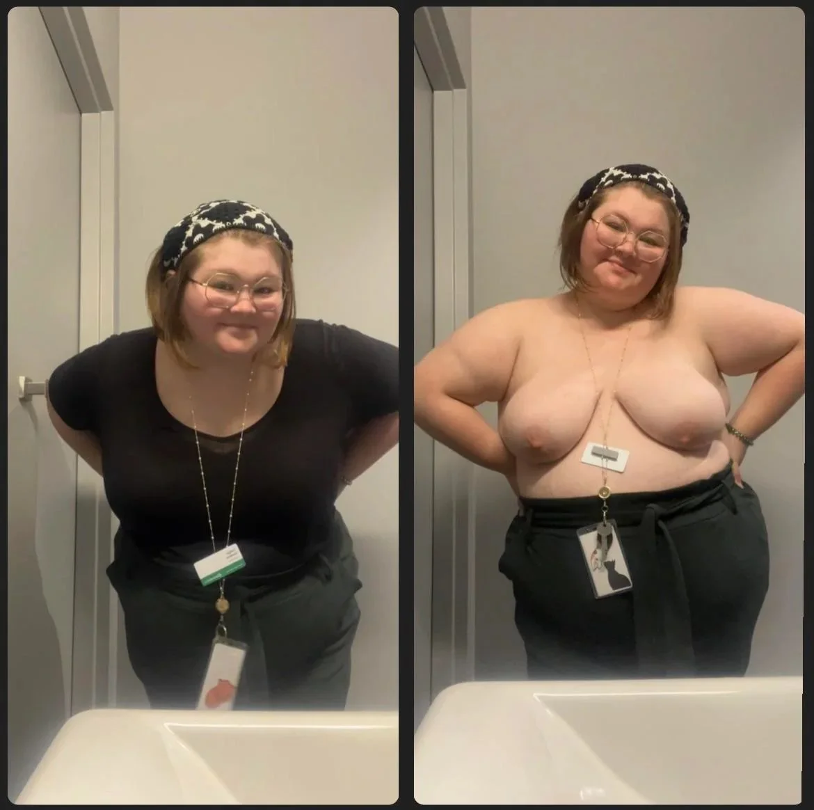 Midwest BBW addicted to flashing her plump body in public restrooms image 12