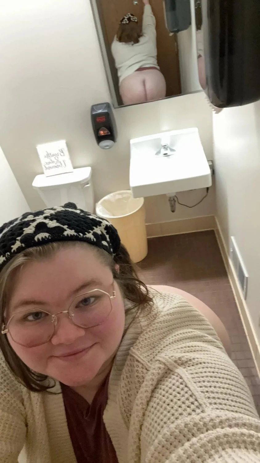 Midwest BBW addicted to flashing her plump body in public restrooms image 16