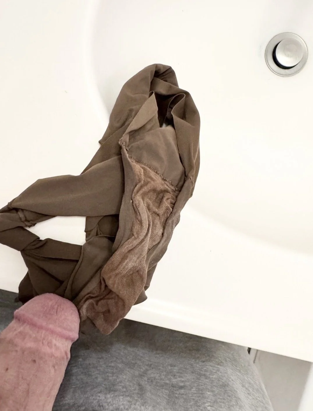 Playing with my latinas fucked and cum stained panties. main image