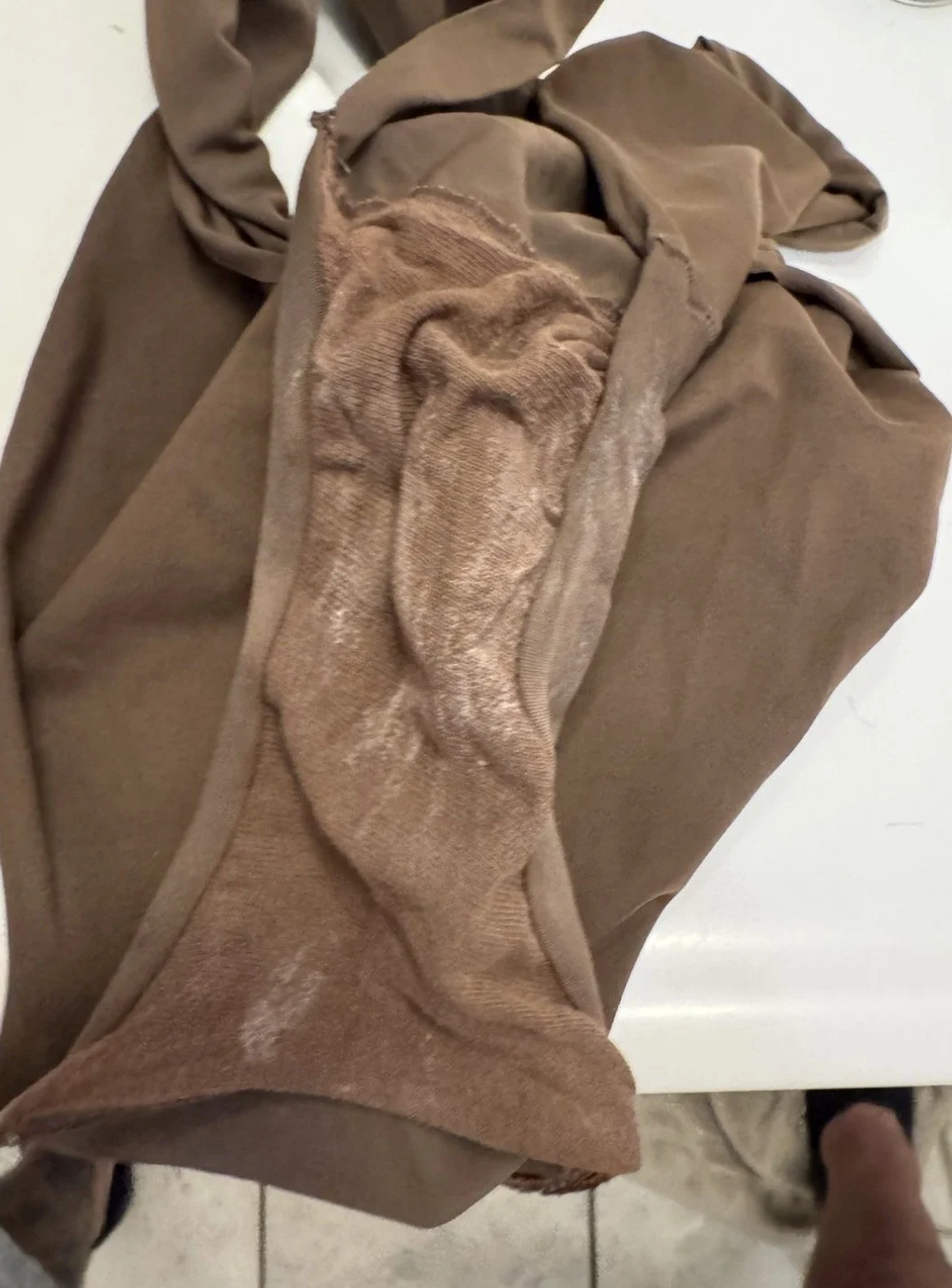 Playing with my latinas fucked and cum stained panties. image 3