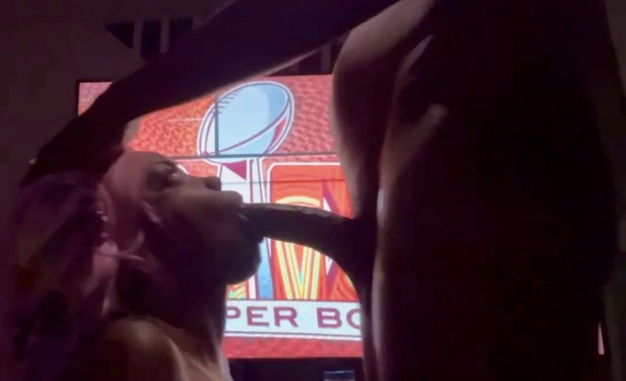 Ebony teen sucking BBC after losing Super Bowl 2025 bet image 1