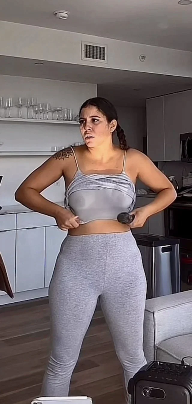See thru shirt and camel toe image 5
