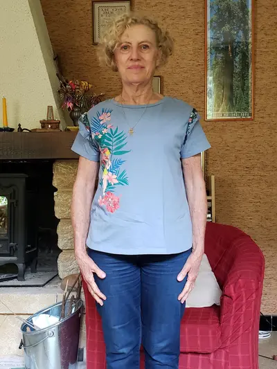 Cheating granny nurse Solange needed some encouragements to strip for the cam but worth it cover image