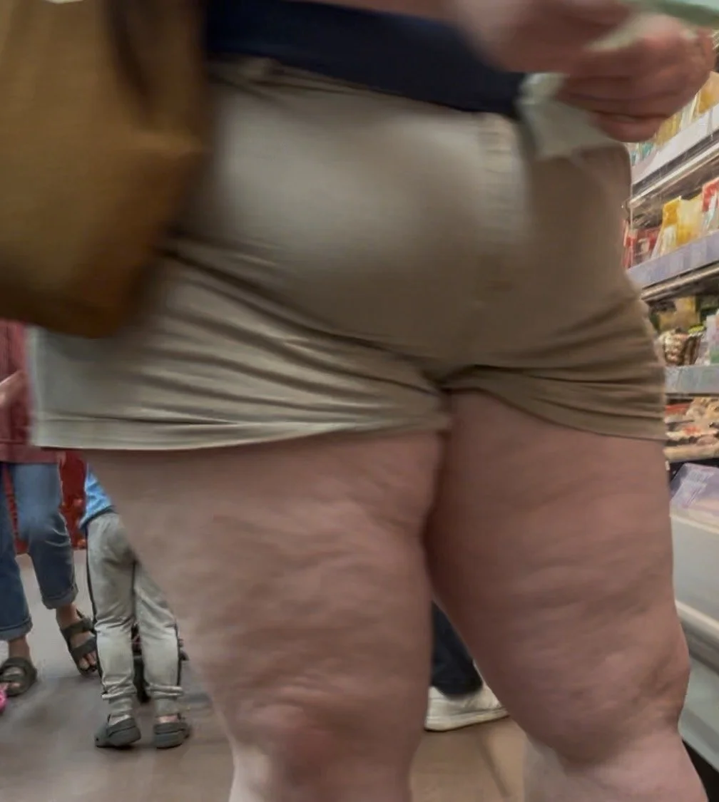 Fat frumpy nerd with huge ass in khaki shorts image 12