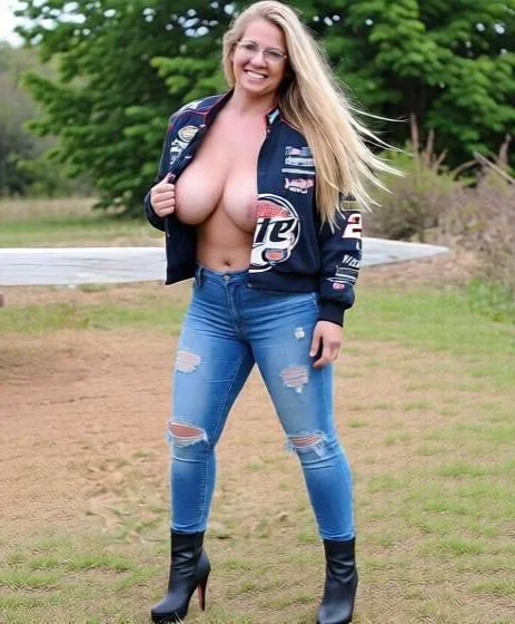 Chubby Biker whore topless and nude at various motorcycle rallys image 2