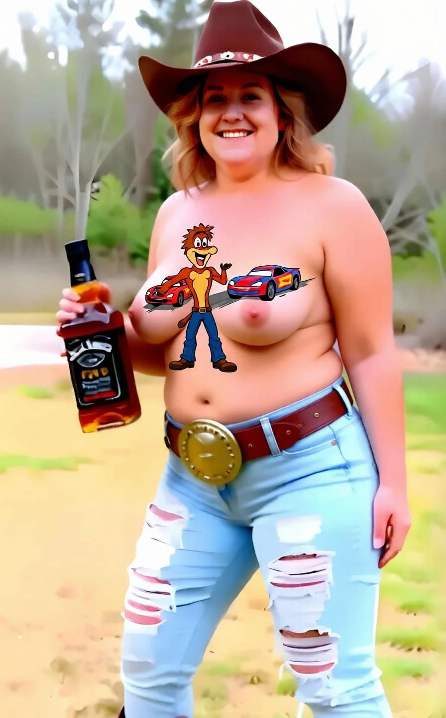 Chubby Biker whore topless and nude at various motorcycle rallys image 3