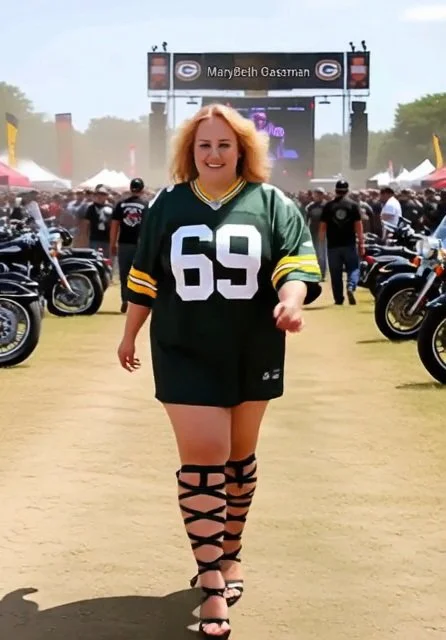 Chubby Biker whore topless and nude at various motorcycle rallys image 5