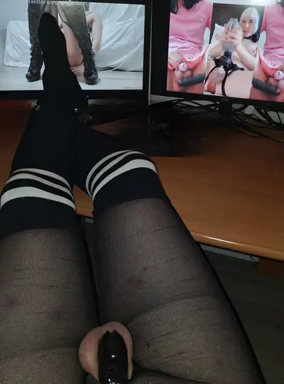 Sissy in chastity cum cover image