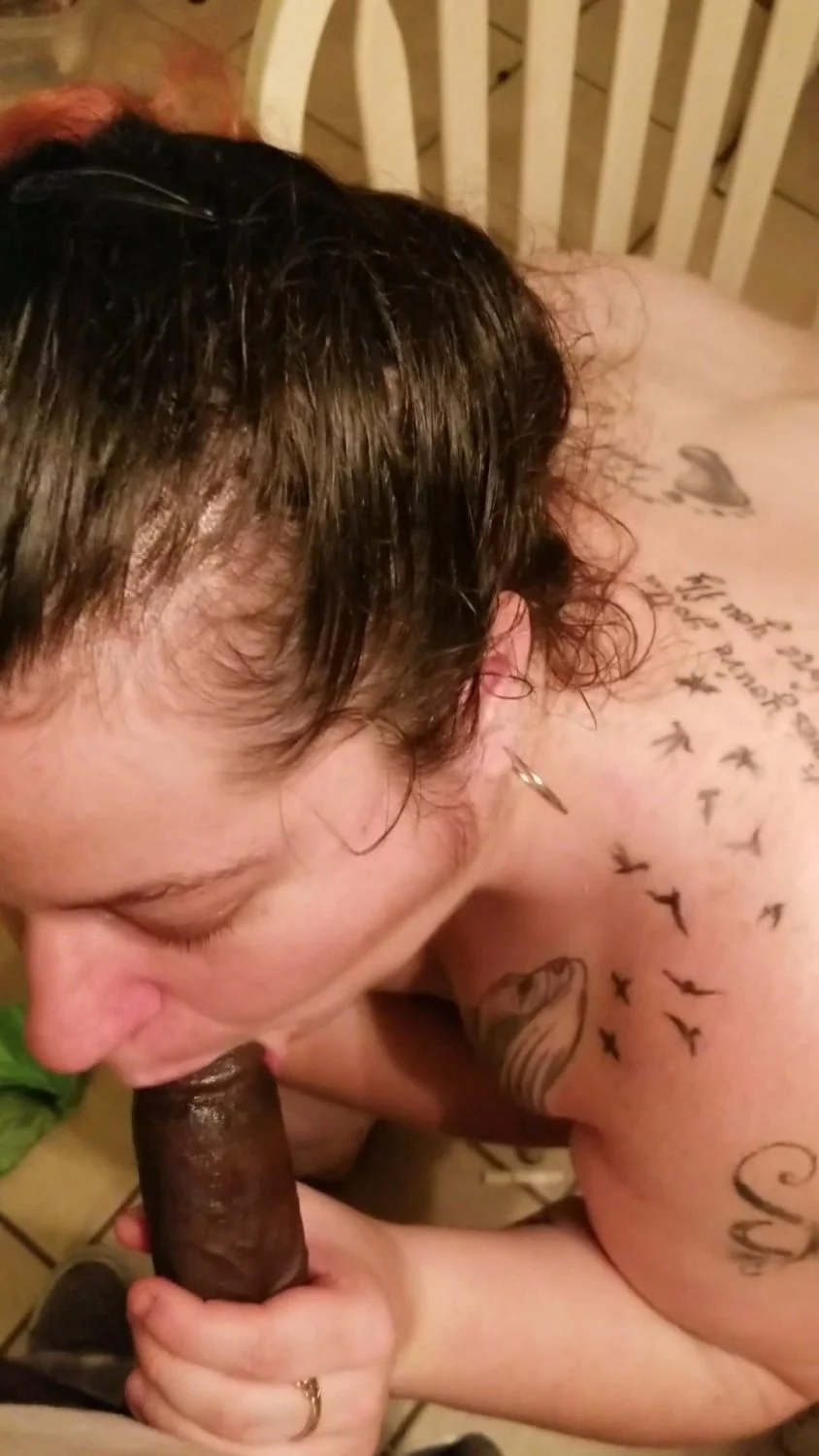 BBW Fat pig gagging on my black cock in kitchen after freaky truth or dare game and BBQ image 3