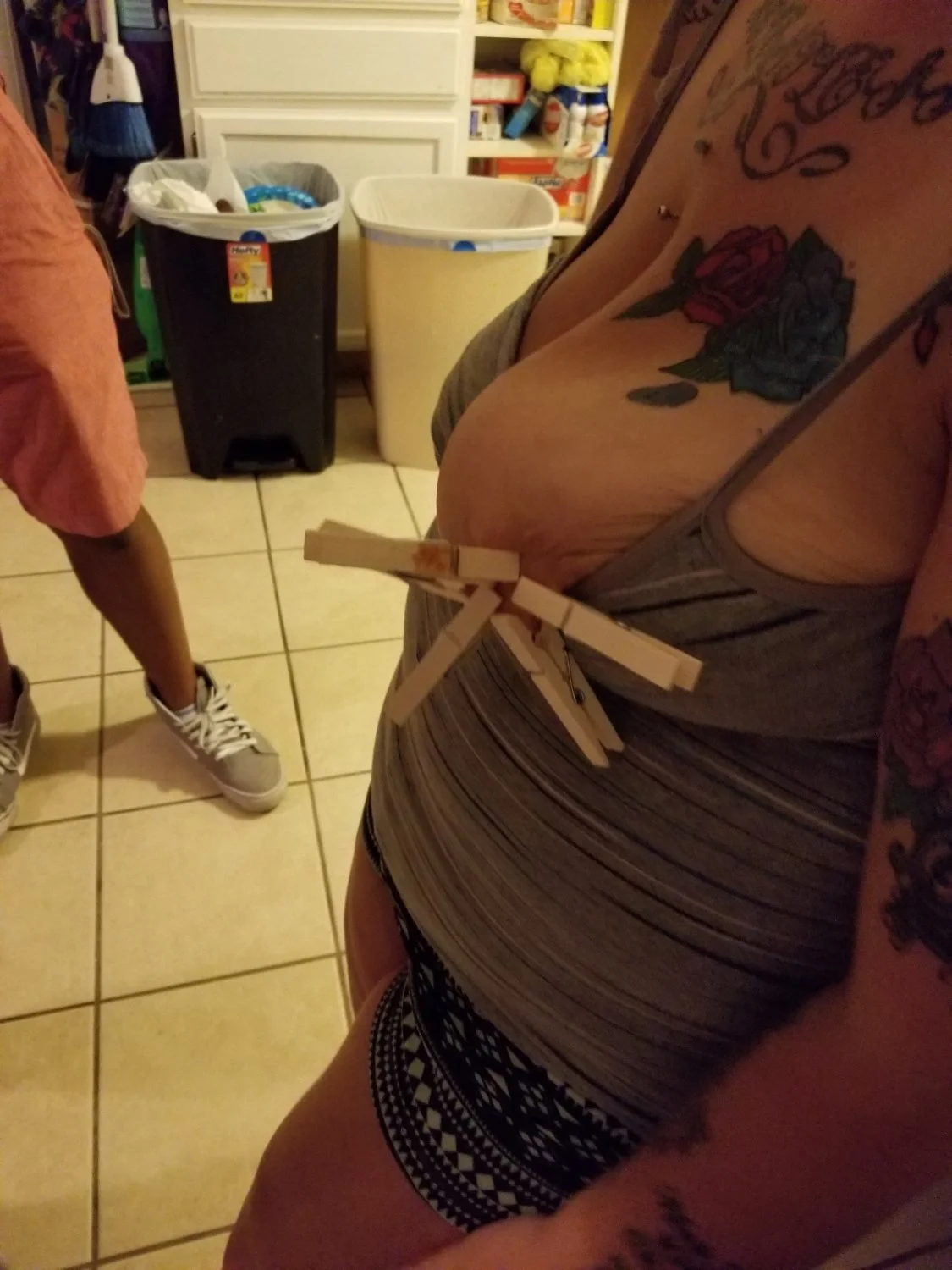 BBW Fat pig gagging on my black cock in kitchen after freaky truth or dare game and BBQ image 4