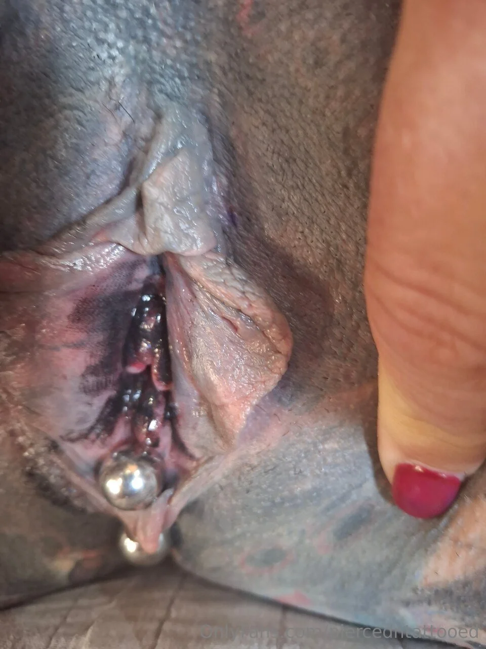 White Bitch with pussy tattoos and tattoos on her tits image 2