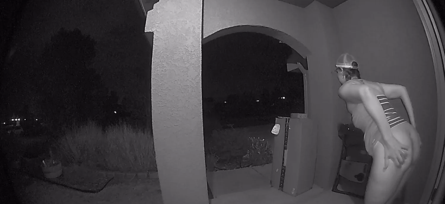 Slut milf in front of the house image 4